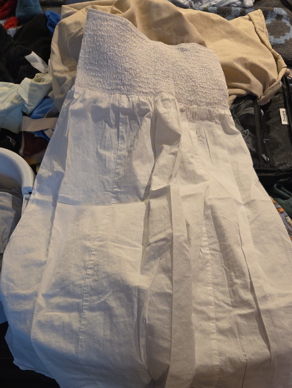 wild fable White Strapless Smocked Sundress